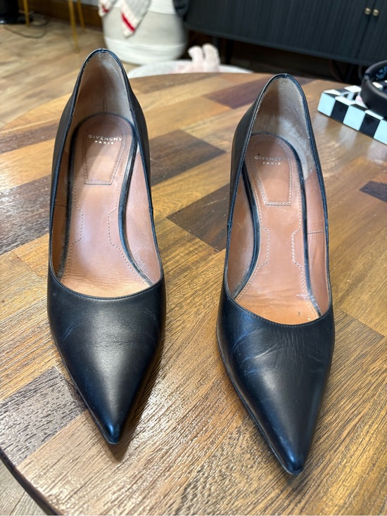 Givenchy Shoes - Givenchy Black Leather Pointed Toe Heels
